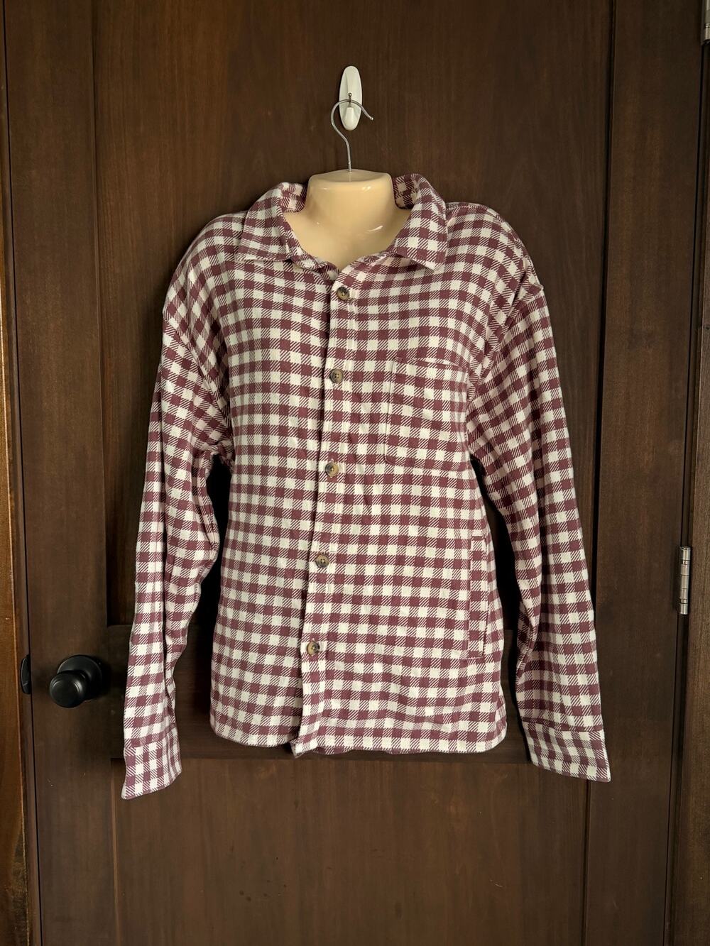 Goodfellow & Co Large Burgundy Gingham Button Front Jacket Vintage Collection